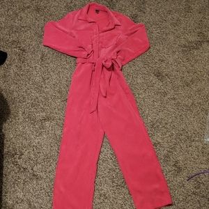 Hot pink corduroy jumpsuit
